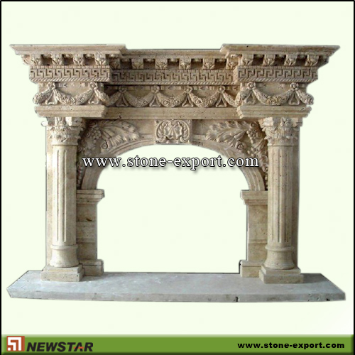 Fireplace Mantels,Marble Fireplace,Cream Marble
