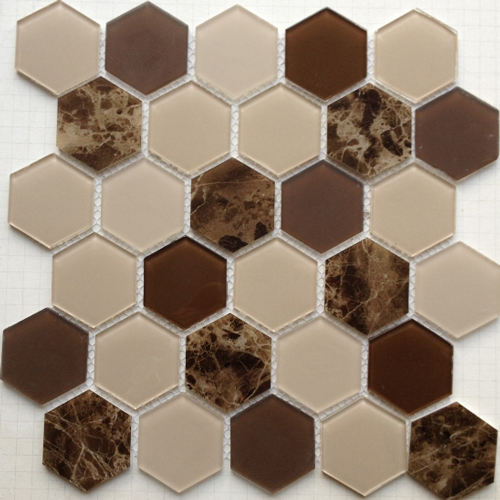 Mosaic Tile,Marble with Glass Mosaic,Marble & Glass