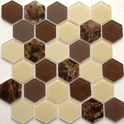 Mosaic Tile,Marble with Glass Mosaic,Marble & Glass