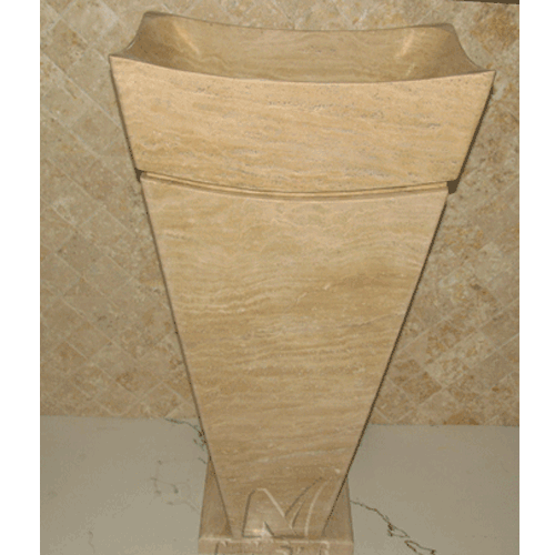 Stone Sink and Basin,Stone Pedestal,Beige Travertine