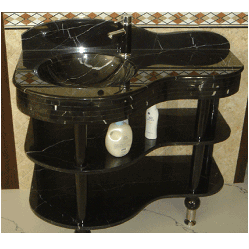 Stone Sink and Basin,Stone Pedestal,Nero Marguia