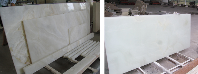 snow white onyx countertop